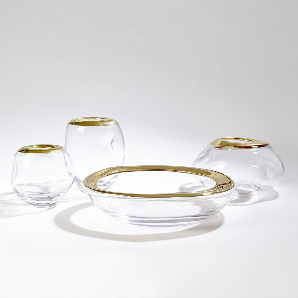 Global Views Organic Formed Medium Gold Rim Vase
