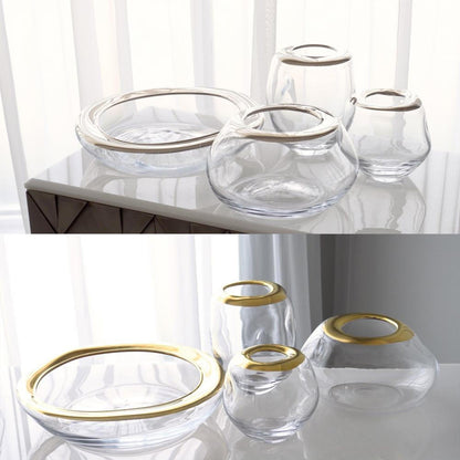Global Views Organic Formed Medium Gold Rim Vase