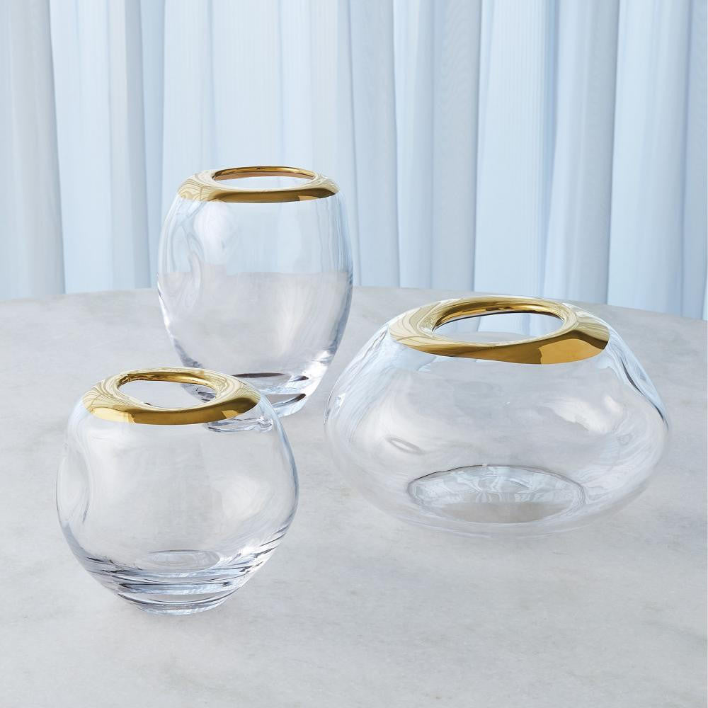 Global Views Organic Formed Medium Gold Rim Vase