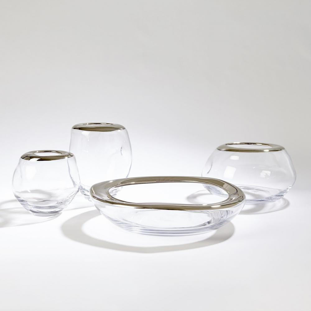 Global Views Organic Formed Medium Platinum Rim Vase