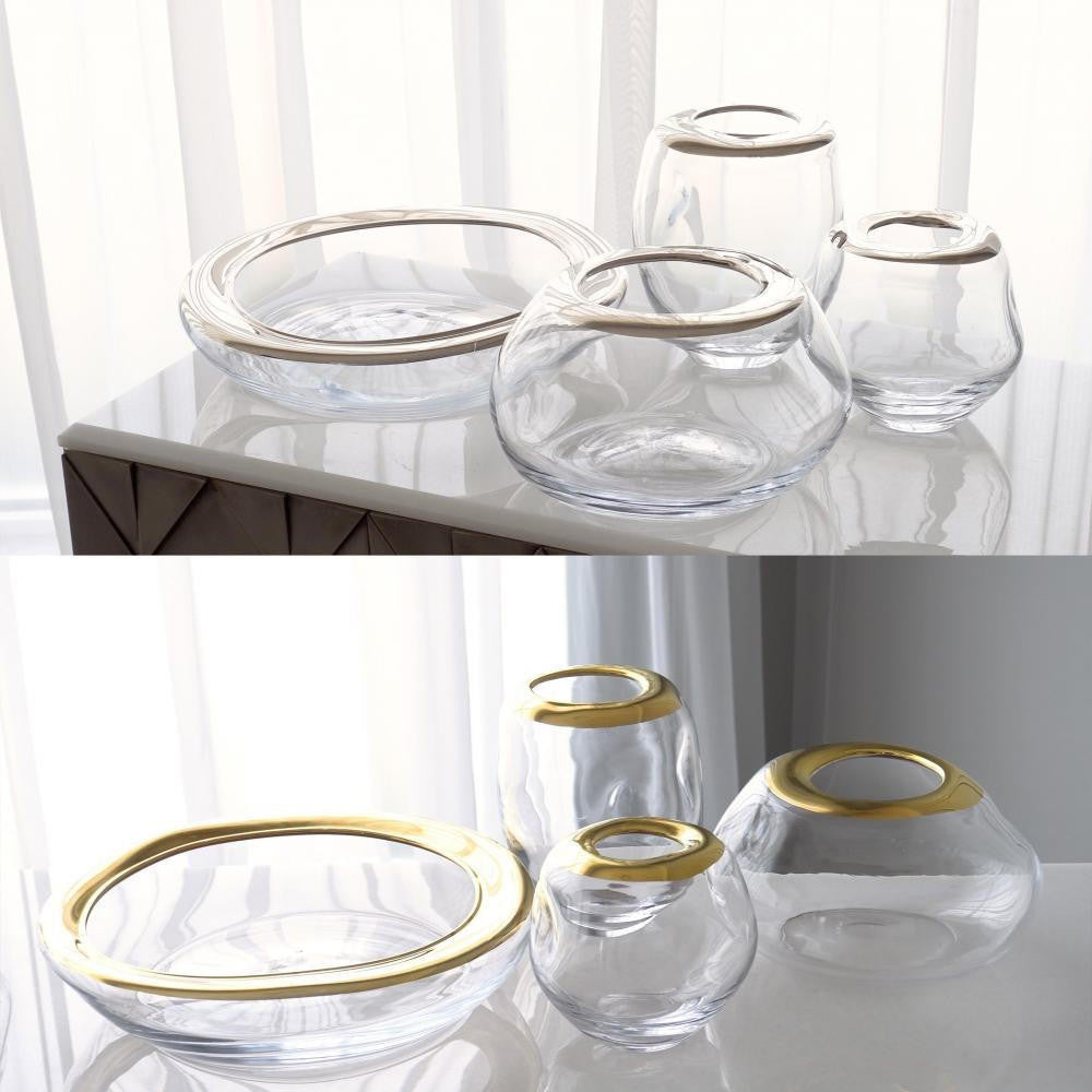 Global Views Organic Formed Medium Platinum Rim Vase