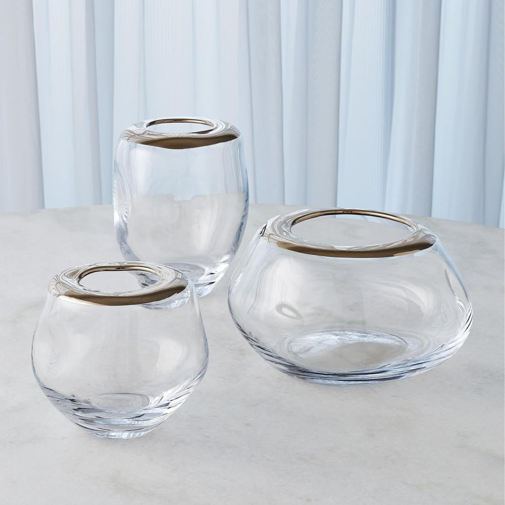 Global Views Organic Formed Medium Platinum Rim Vase