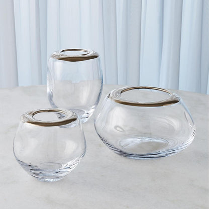 Global Views Organic Formed Medium Platinum Rim Vase