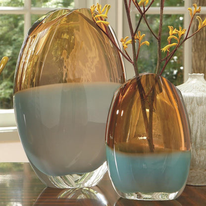 Global Views Oval Large Pistachio Amber Vase