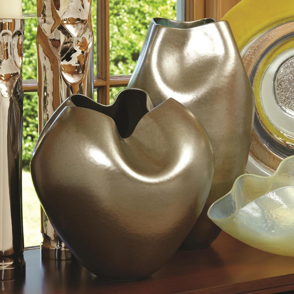 Global Views Plait Silver Haze Round Silver Haze Vase
