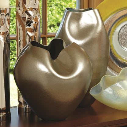 Global Views Plait Silver Haze Round Silver Haze Vase