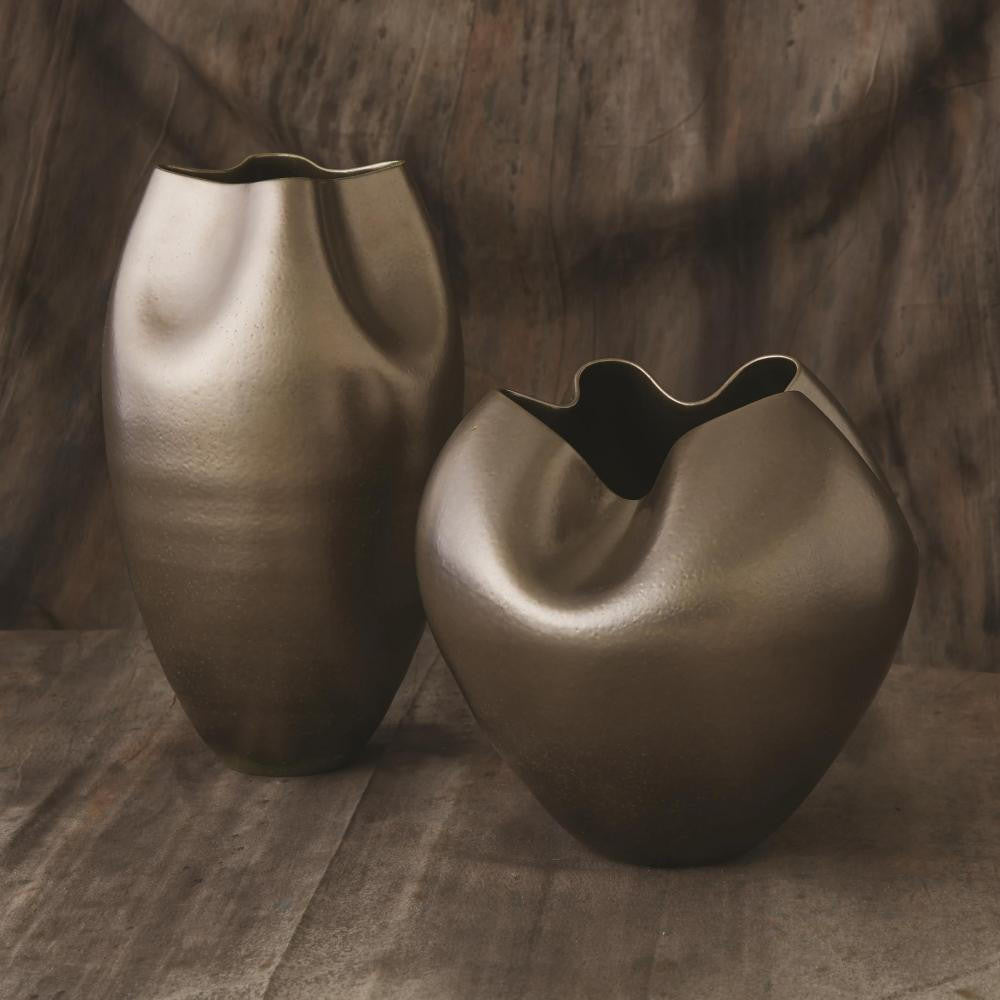 Global Views Plait Silver Haze Round Silver Haze Vase
