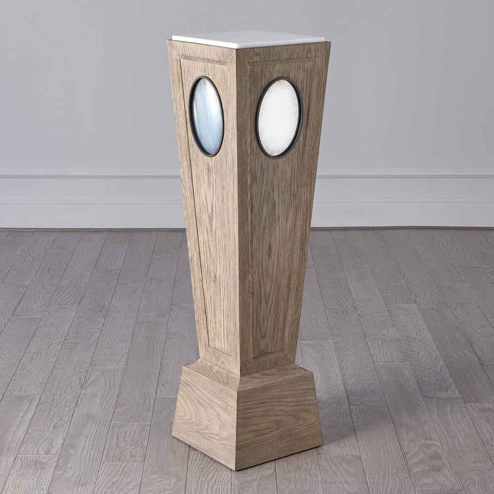 Global Views Proust Grey Sandblasted Oak Pedestal