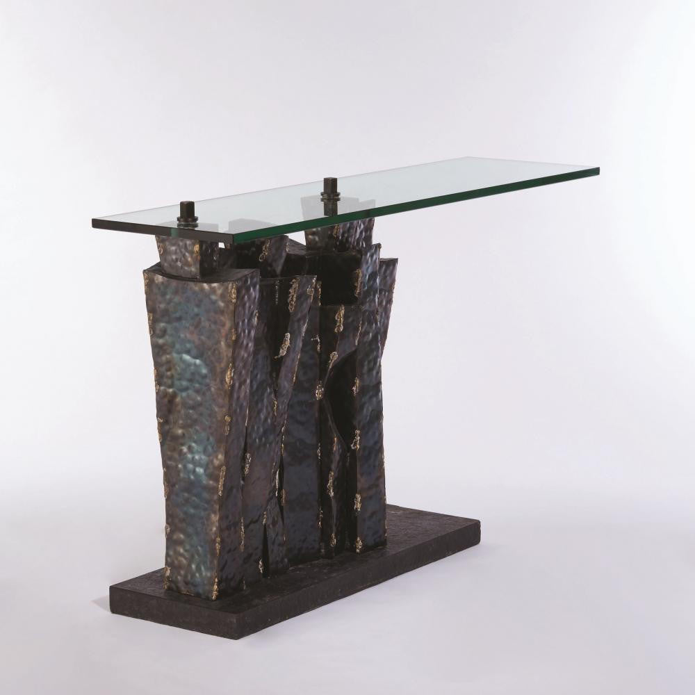 Global Views Queue Brass Braising Torched Console
