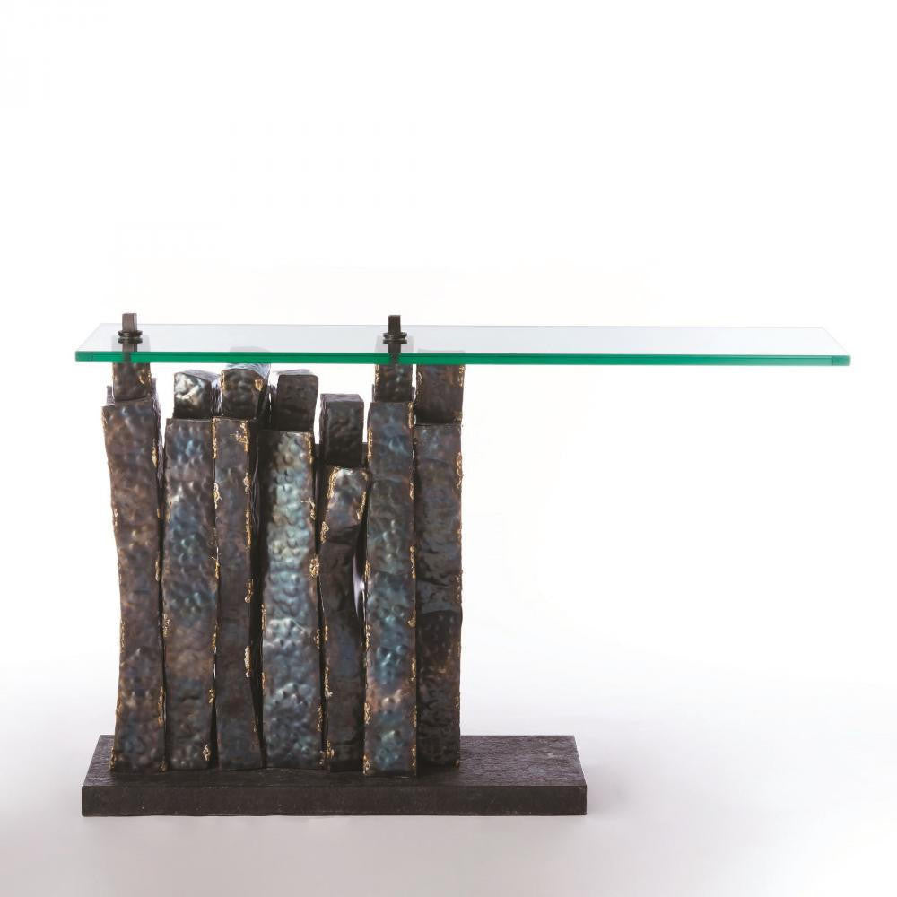 Global Views Queue Brass Braising Torched Console