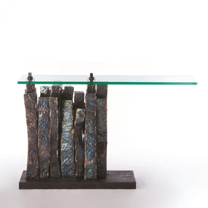 Global Views Queue Brass Braising Torched Console