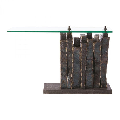Global Views Queue Brass Braising Torched Console