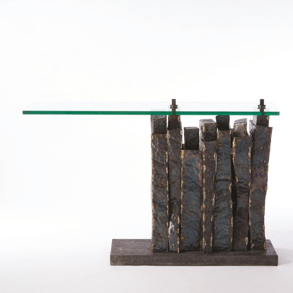 Global Views Queue Brass Braising Torched Console