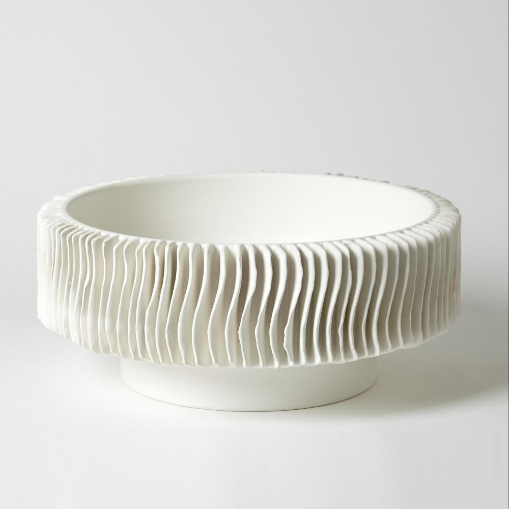 Global Views Radiator Low Matte White Vase