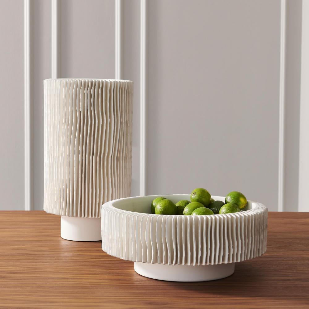 Global Views Radiator Low Matte White Vase