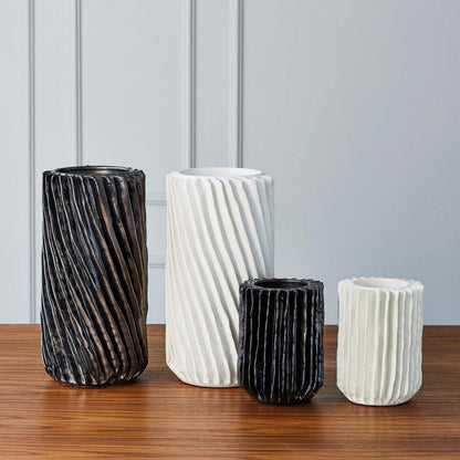 Global Views Radiator Swirl Large Matte White Vase