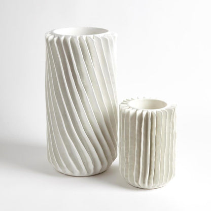 Global Views Radiator Swirl Large Matte White Vase