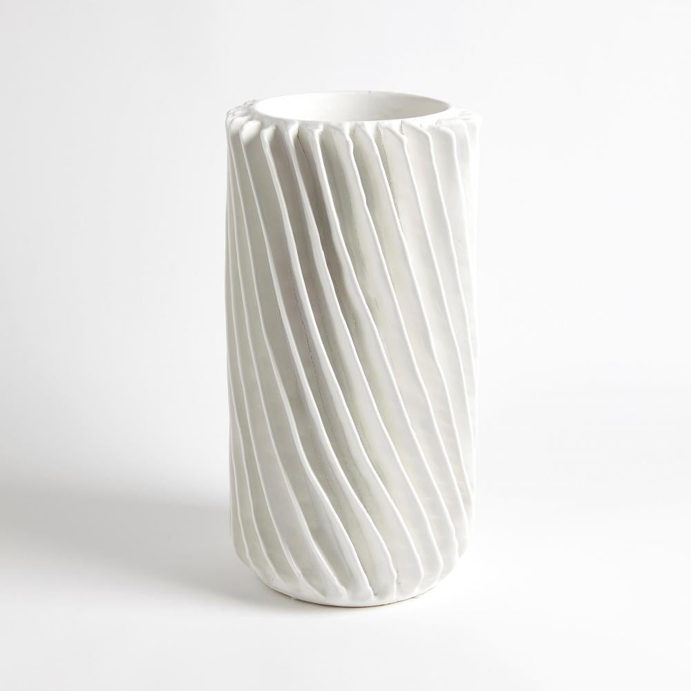 Global Views Radiator Swirl Large Matte White Vase