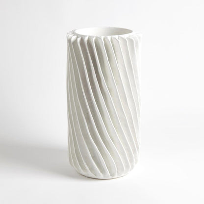 Global Views Radiator Swirl Large Matte White Vase