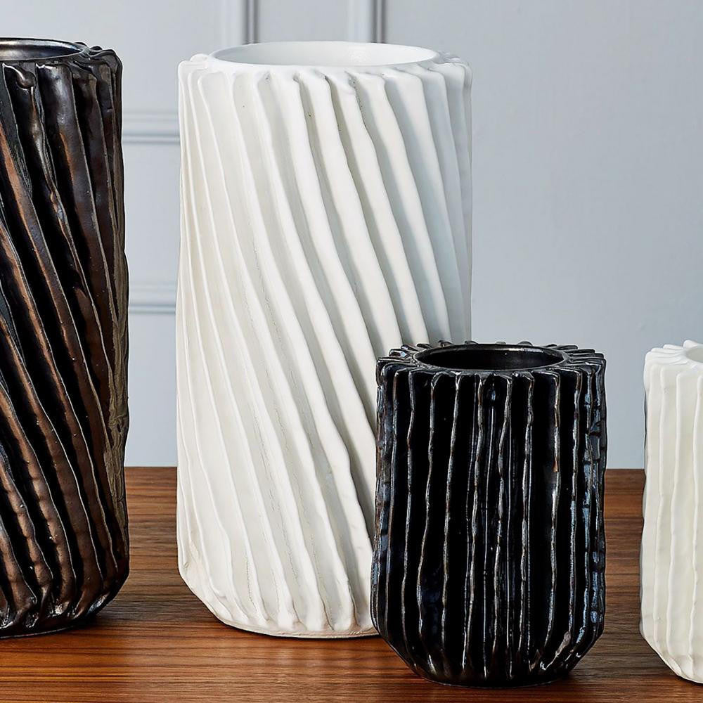 Global Views Radiator Swirl Small Matte White Vase
