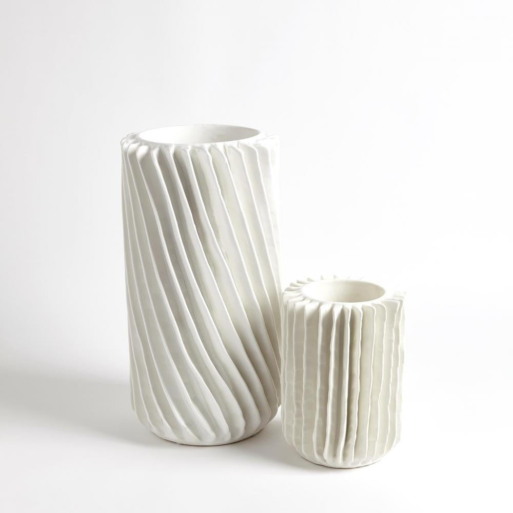 Global Views Radiator Swirl Small Matte White Vase