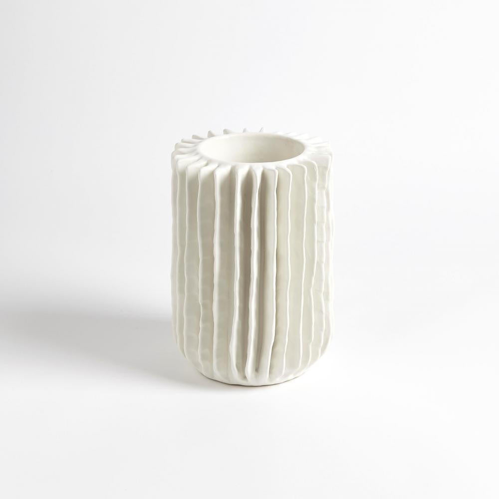 Global Views Radiator Swirl Small Matte White Vase