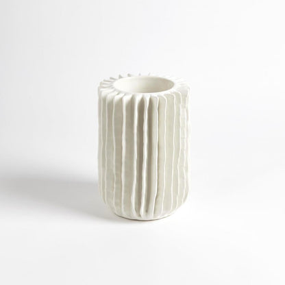 Global Views Radiator Swirl Small Matte White Vase
