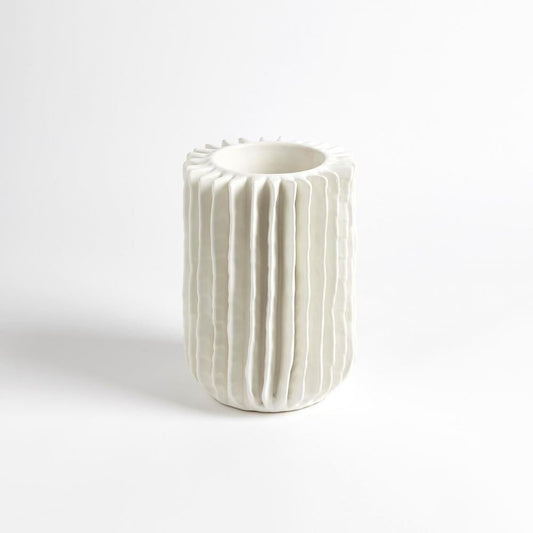 Global Views Radiator Swirl Small Matte White Vase