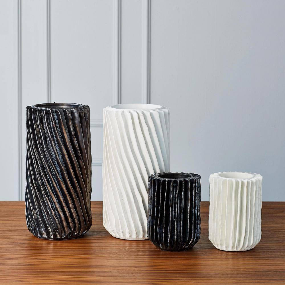 Global Views Radiator Swirl Small Matte White Vase