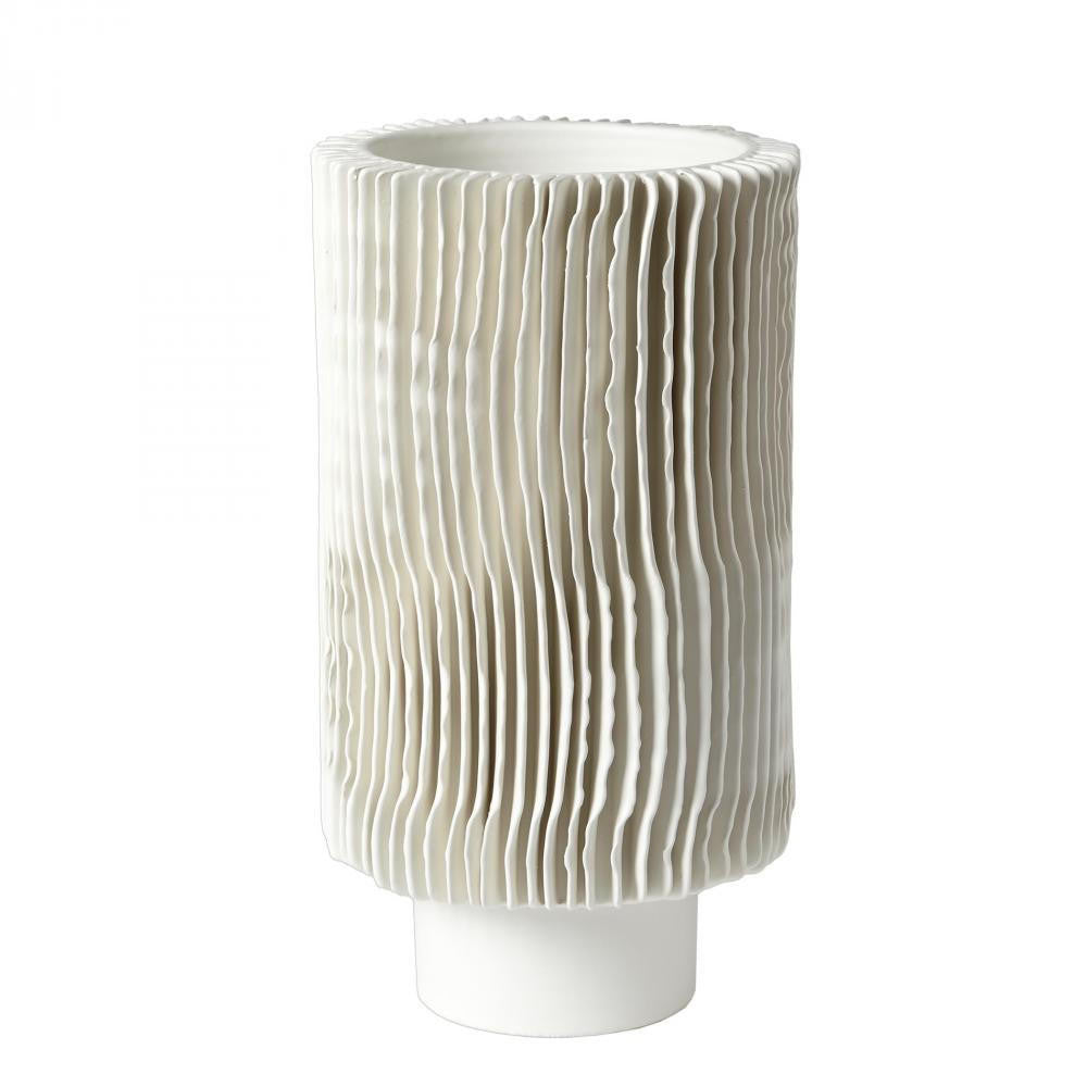 Global Views Radiator Tall Matte White Vase