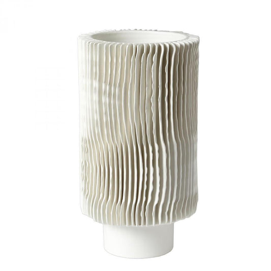 Global Views Radiator Tall Matte White Vase