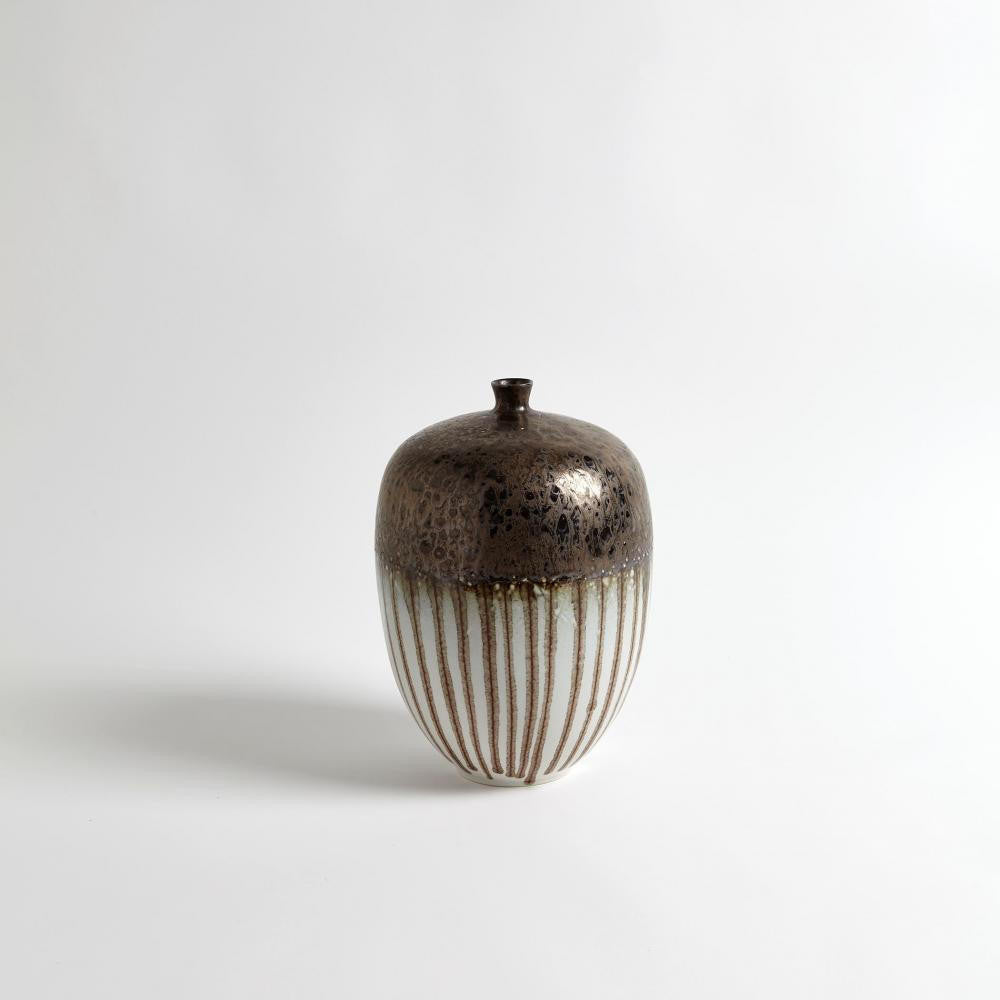 Global Views Reactive Bronze Stripe Medium Vessel