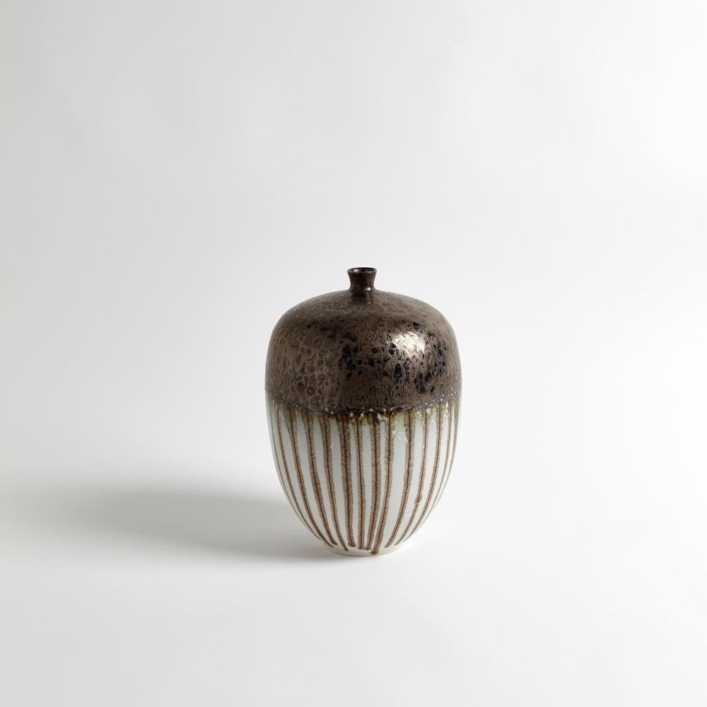 Global Views Reactive Bronze Stripe Medium Vessel
