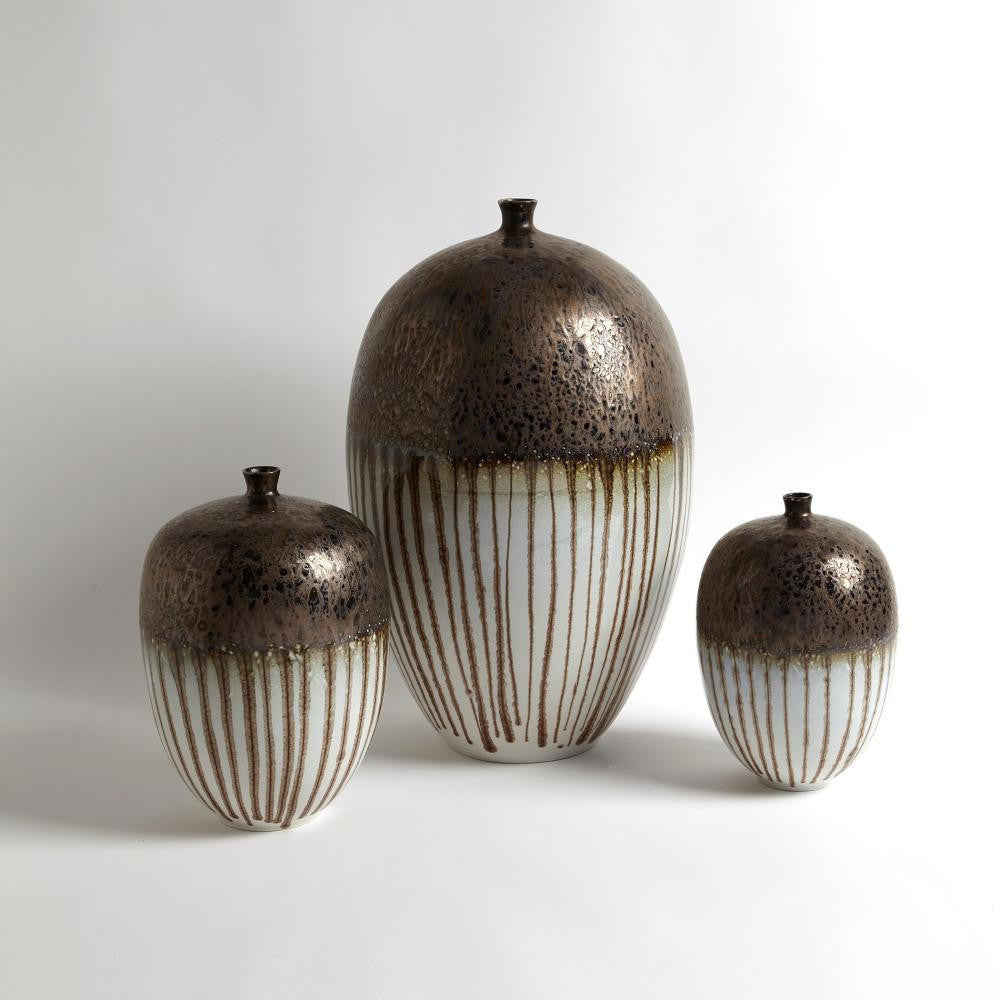 Global Views Reactive Bronze Stripe Small Vessel