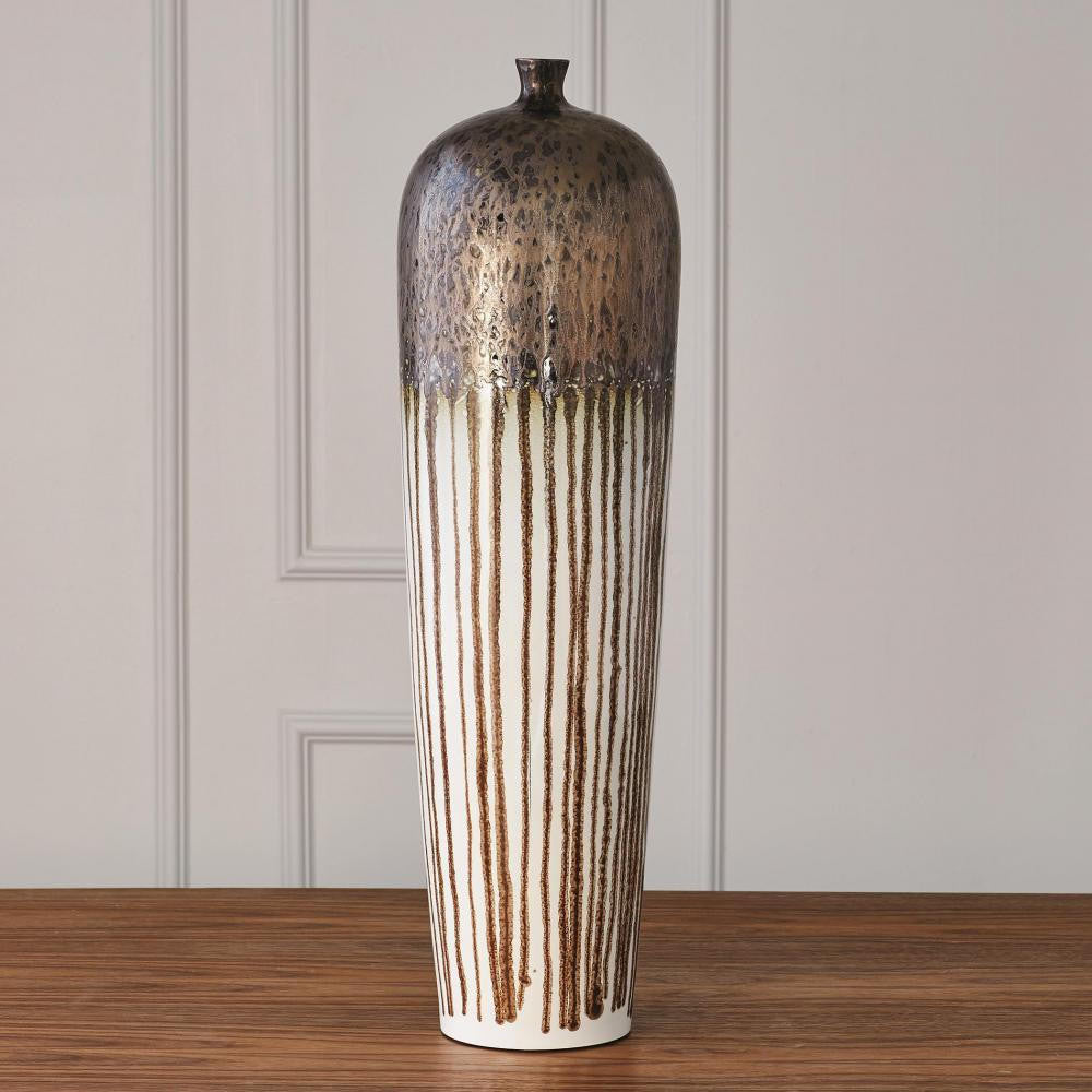 Global Views Reactive Bronze Stripe Tall Vessel
