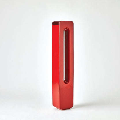 Global Views Rectangle Large Deep Red Vase