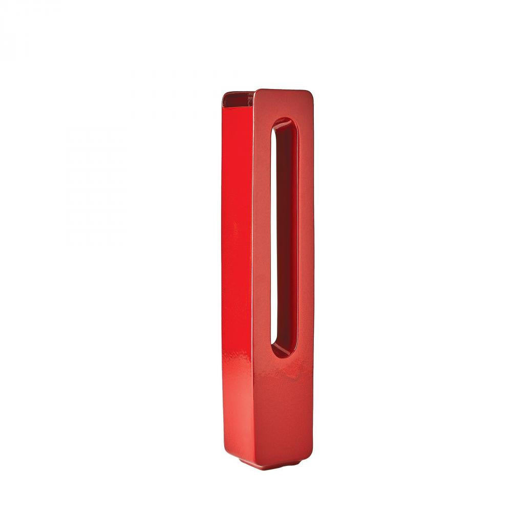 Global Views Rectangle Large Deep Red Vase