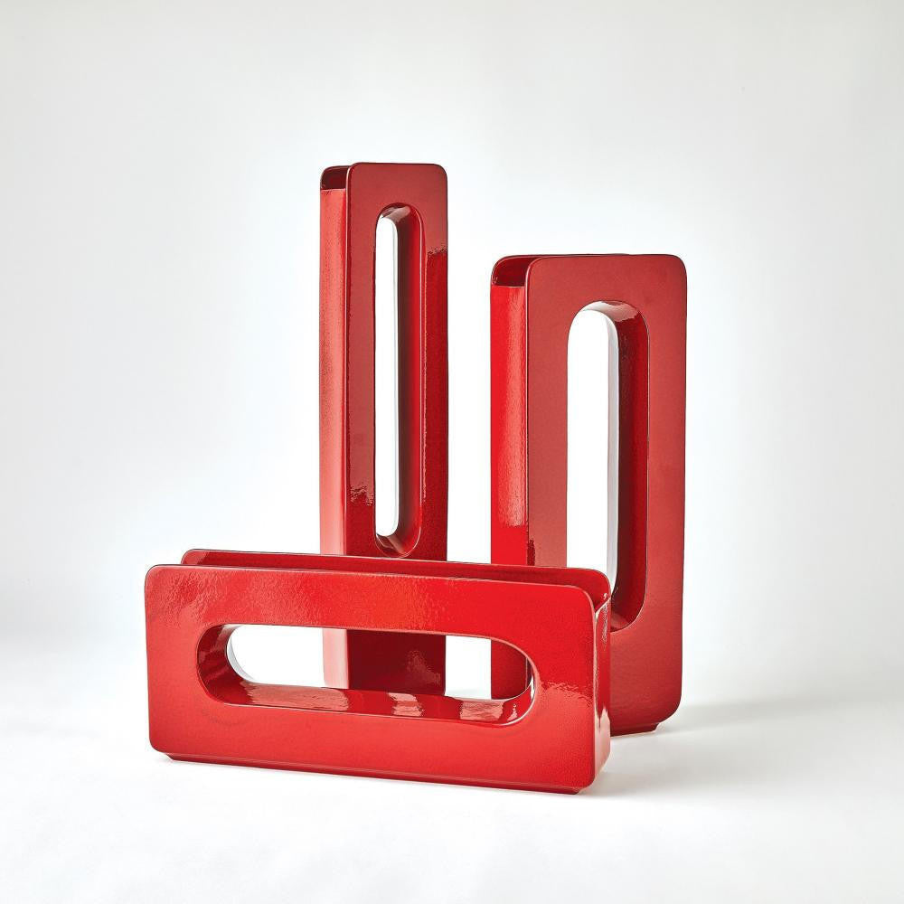 Global Views Rectangle Large Deep Red Vase
