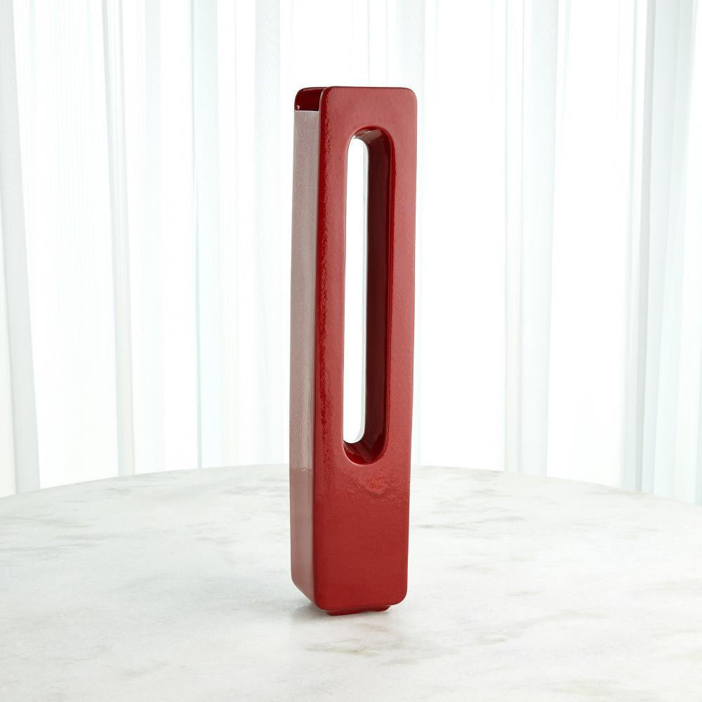 Global Views Rectangle Large Deep Red Vase