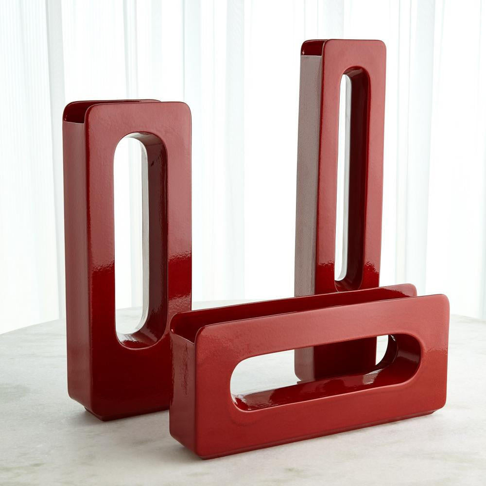 Global Views Rectangle Large Deep Red Vase