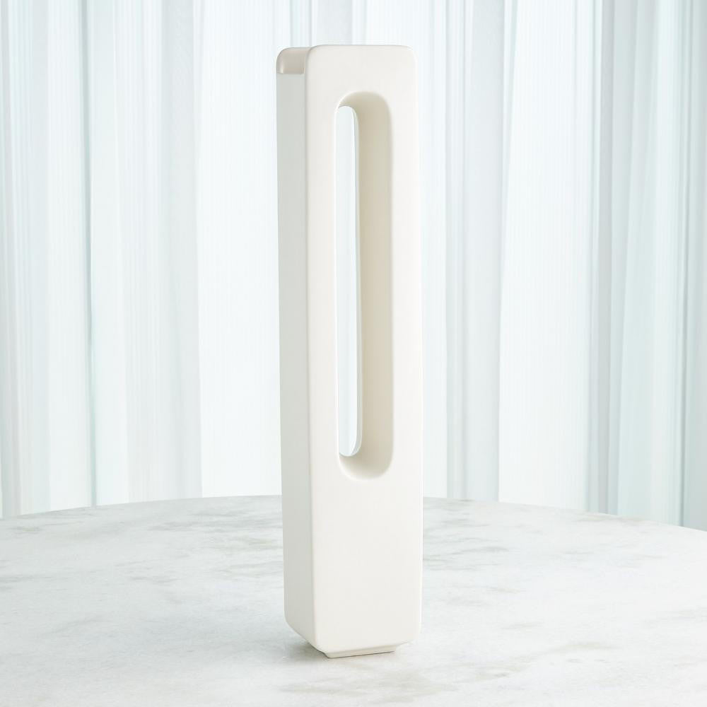 Global Views Rectangle Large White Vase