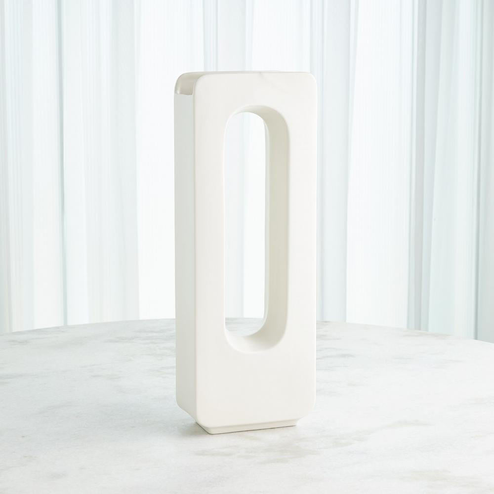 Global Views Rectangle Medium White Vase