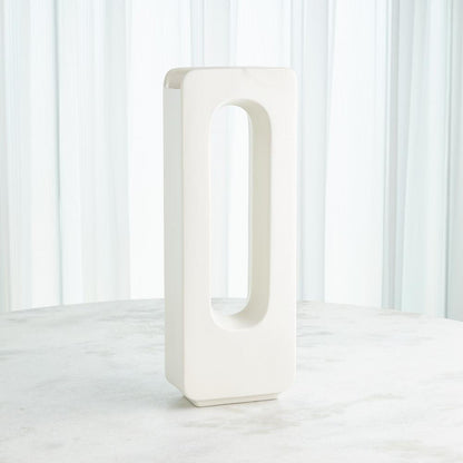 Global Views Rectangle Medium White Vase
