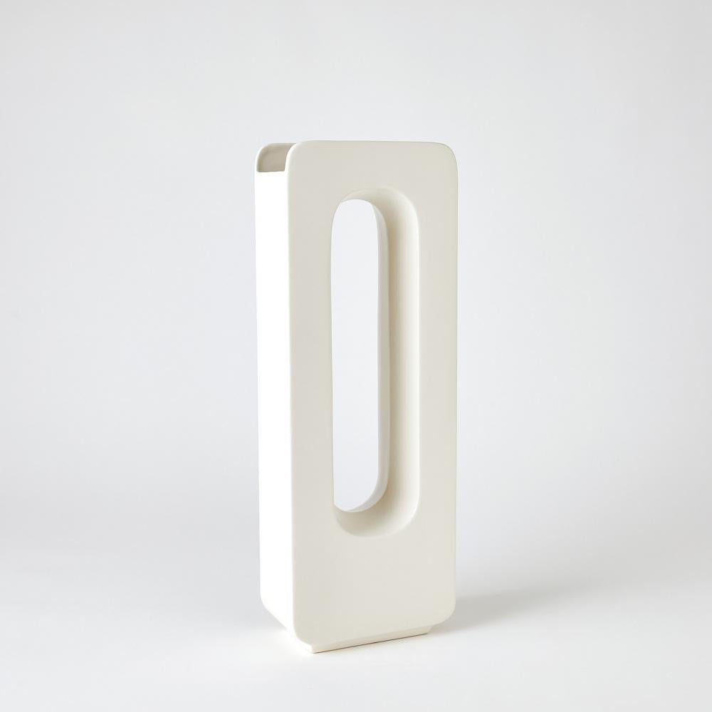 Global Views Rectangle Medium White Vase