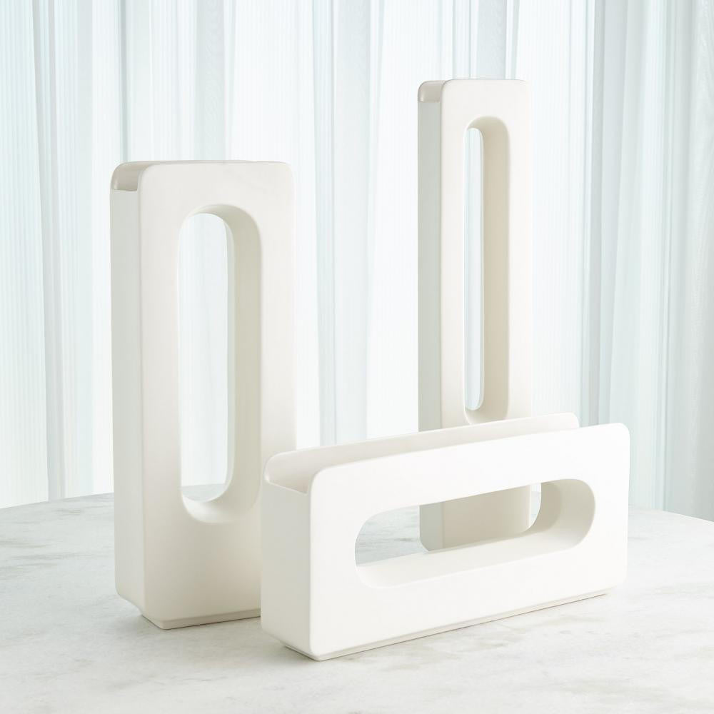 Global Views Rectangle Medium White Vase