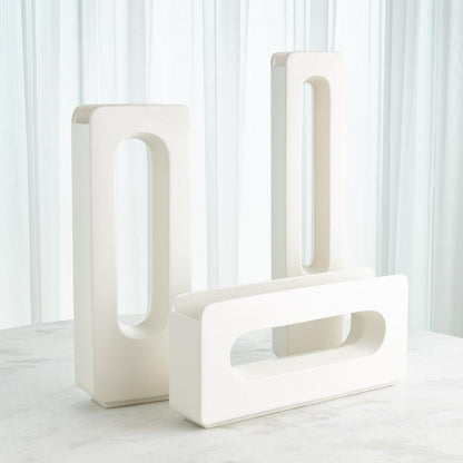 Global Views Rectangle Medium White Vase