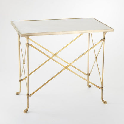 Global Views Rectangular Directoire Brass/White Marble Table