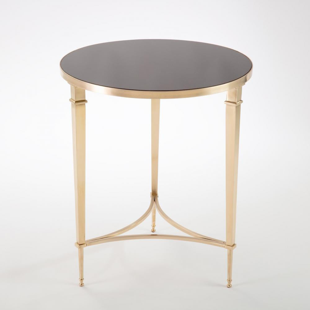 Global Views Round French Square Leg Brass Table