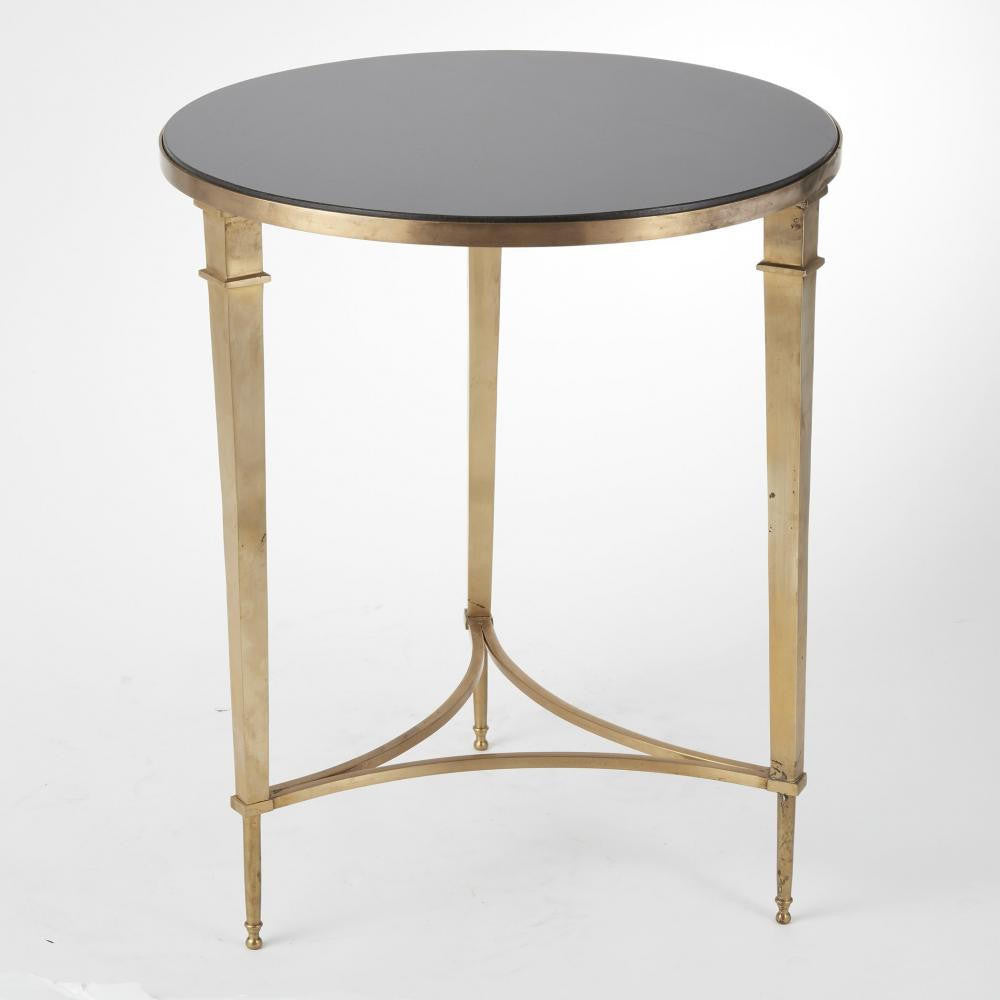Global Views Round French Square Leg Brass Table