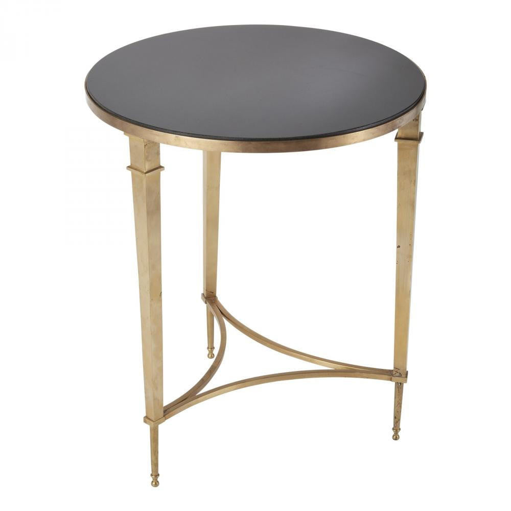 Global Views Round French Square Leg Brass Table